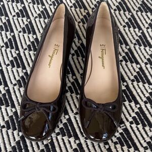 Salvatore Ferragamo Women's Dark Brown Patent Leather Flats